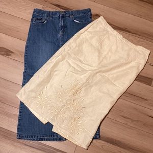 BUNDLE! of 2 Skirts Denim Squeeze by Stephen Hardy and Yellow Linen/Cotton S
